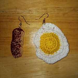 Crochet Egg and Bacon Earrings